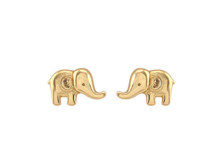 Gold Elephant Stud Earrings