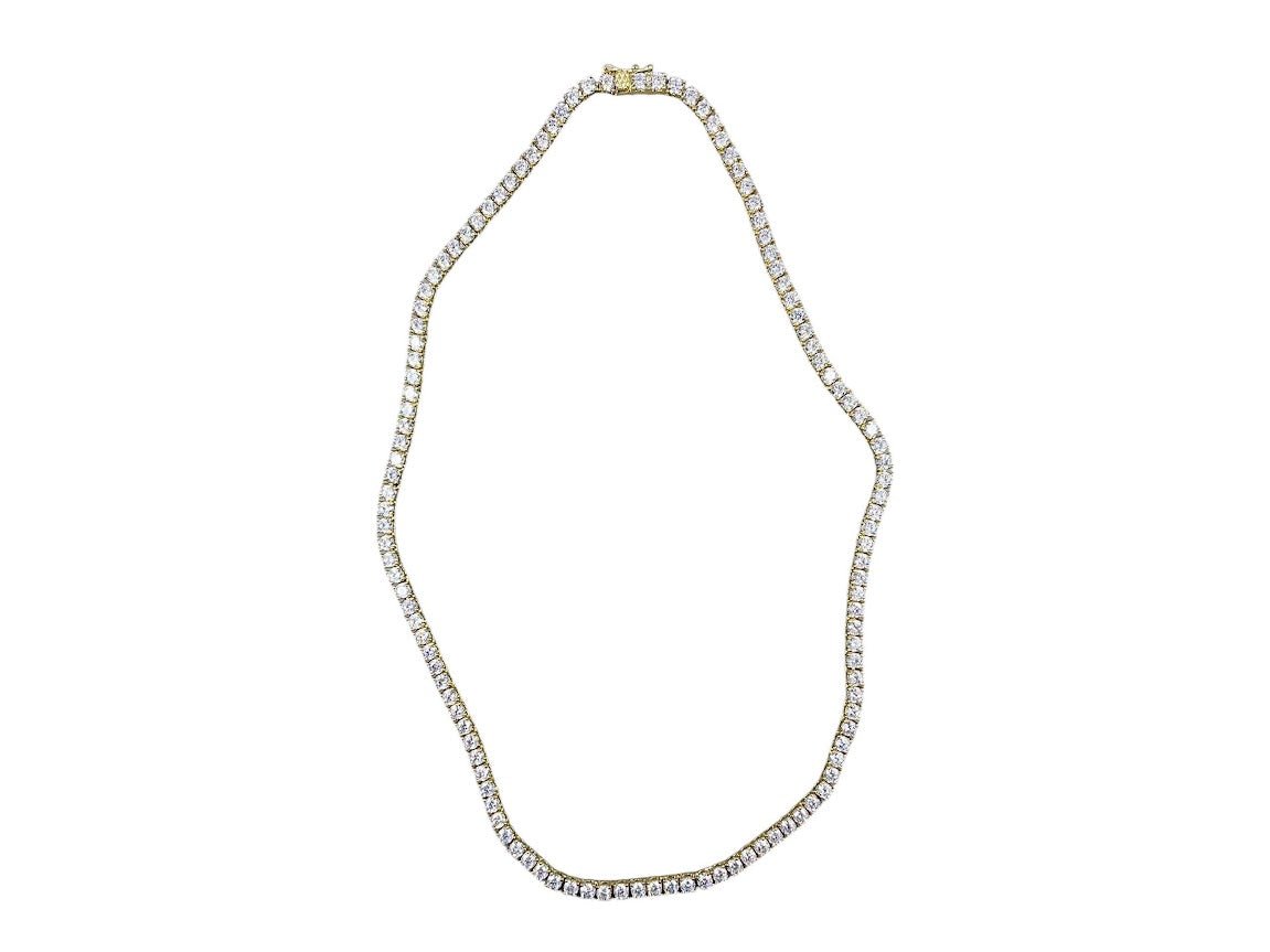 Gold 3mm CZ Tennis Necklace