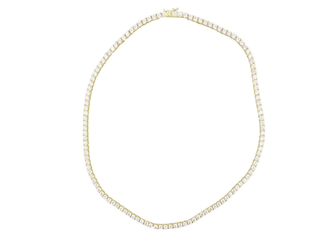 Gold 3mm CZ Tennis Necklace