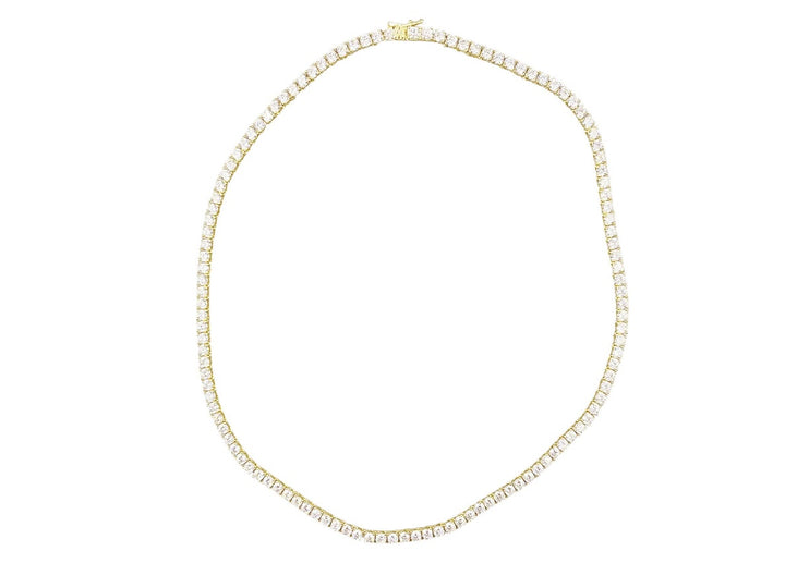 Gold 3mm CZ Tennis Necklace