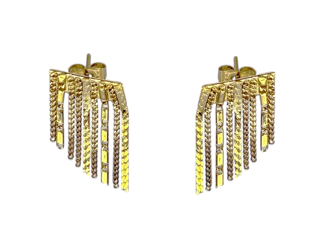 Gold Drop Earrings with Multiple Chains