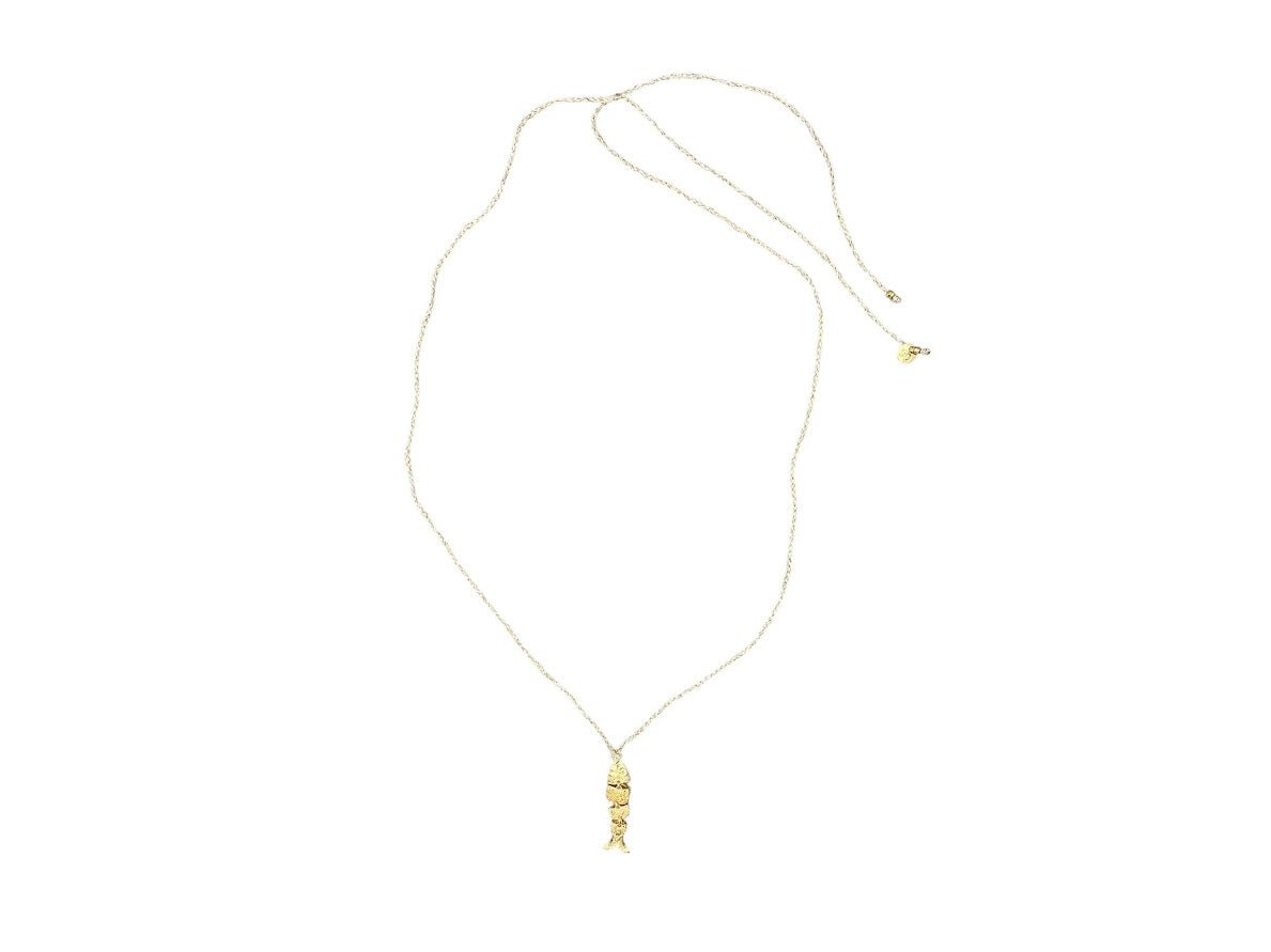 Gold Articulated Fish Charm Necklace
