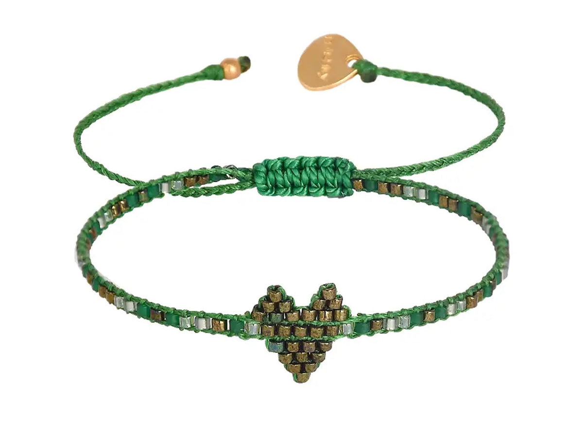 Greens Beaded Heart Bracelet