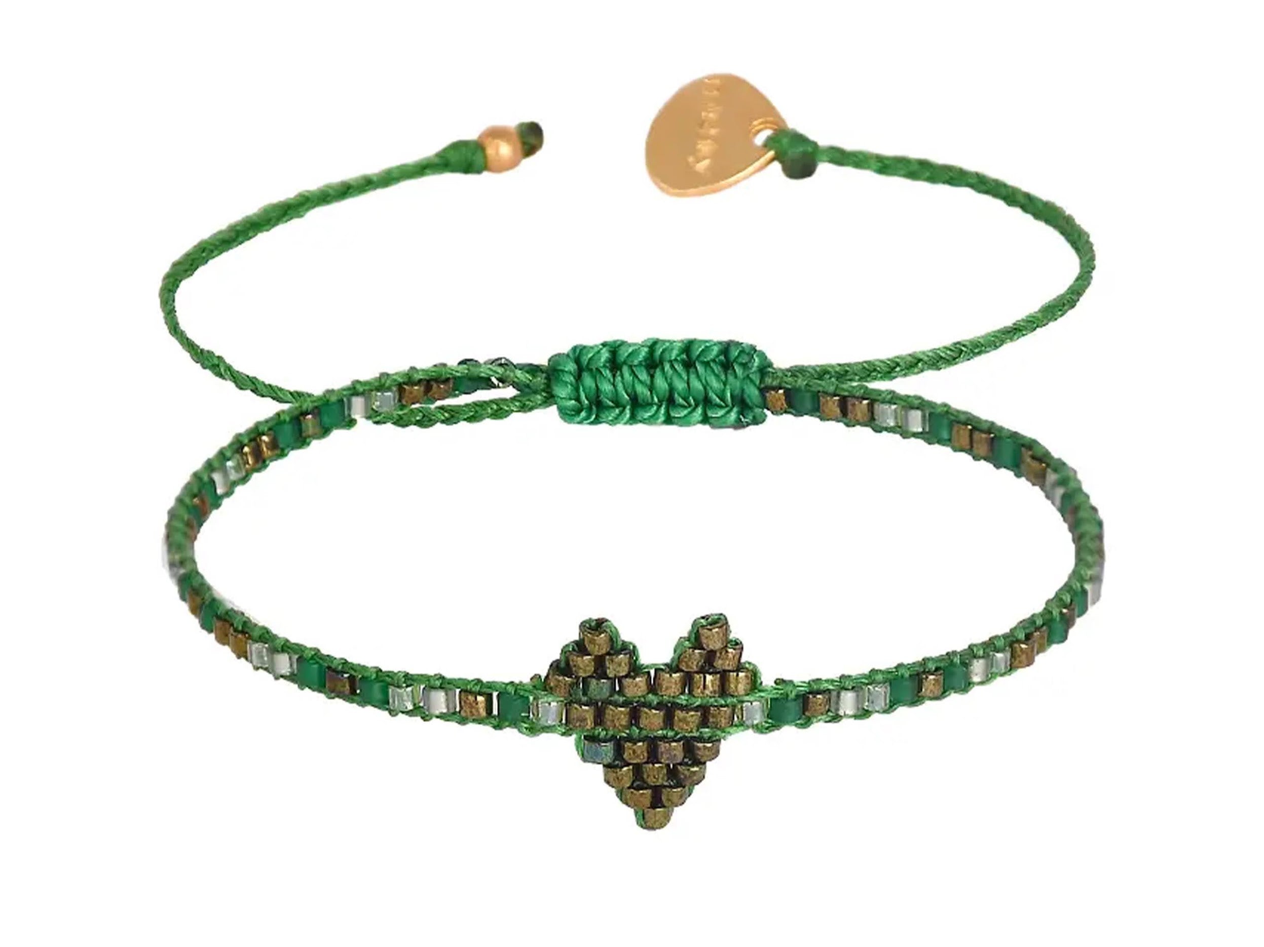 Greens Beaded Heart Bracelet