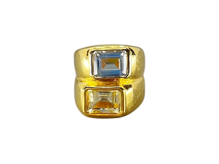 Lemon Quartz and Citrine Double Band Ring