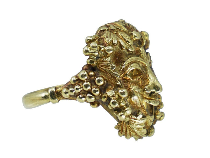 18k Gold Bacchus God of Wine Ring