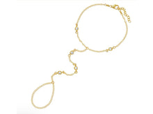 Load image into Gallery viewer, Gold Hand Chain with Bezel-set CZs
