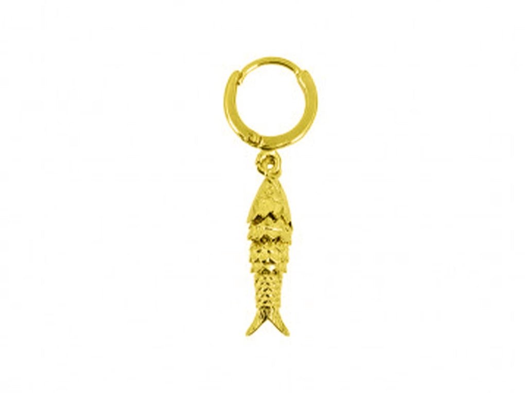 Gold Single Fish Charm Earring