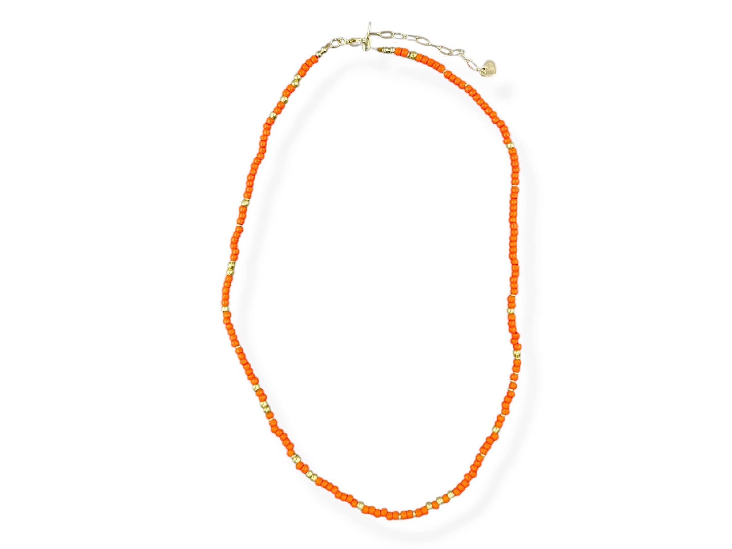 Orange Glass Seed Bead Necklace