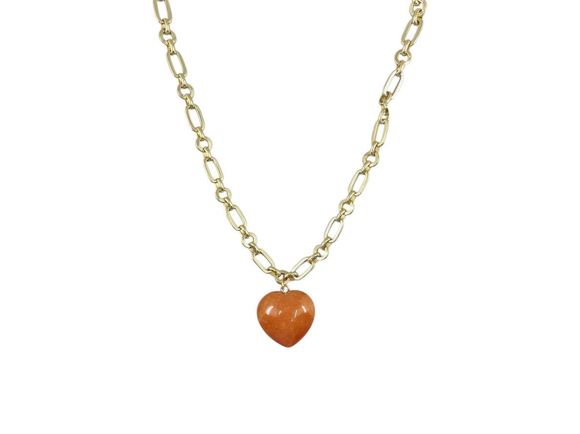 Aventurine Heart Charm Necklace