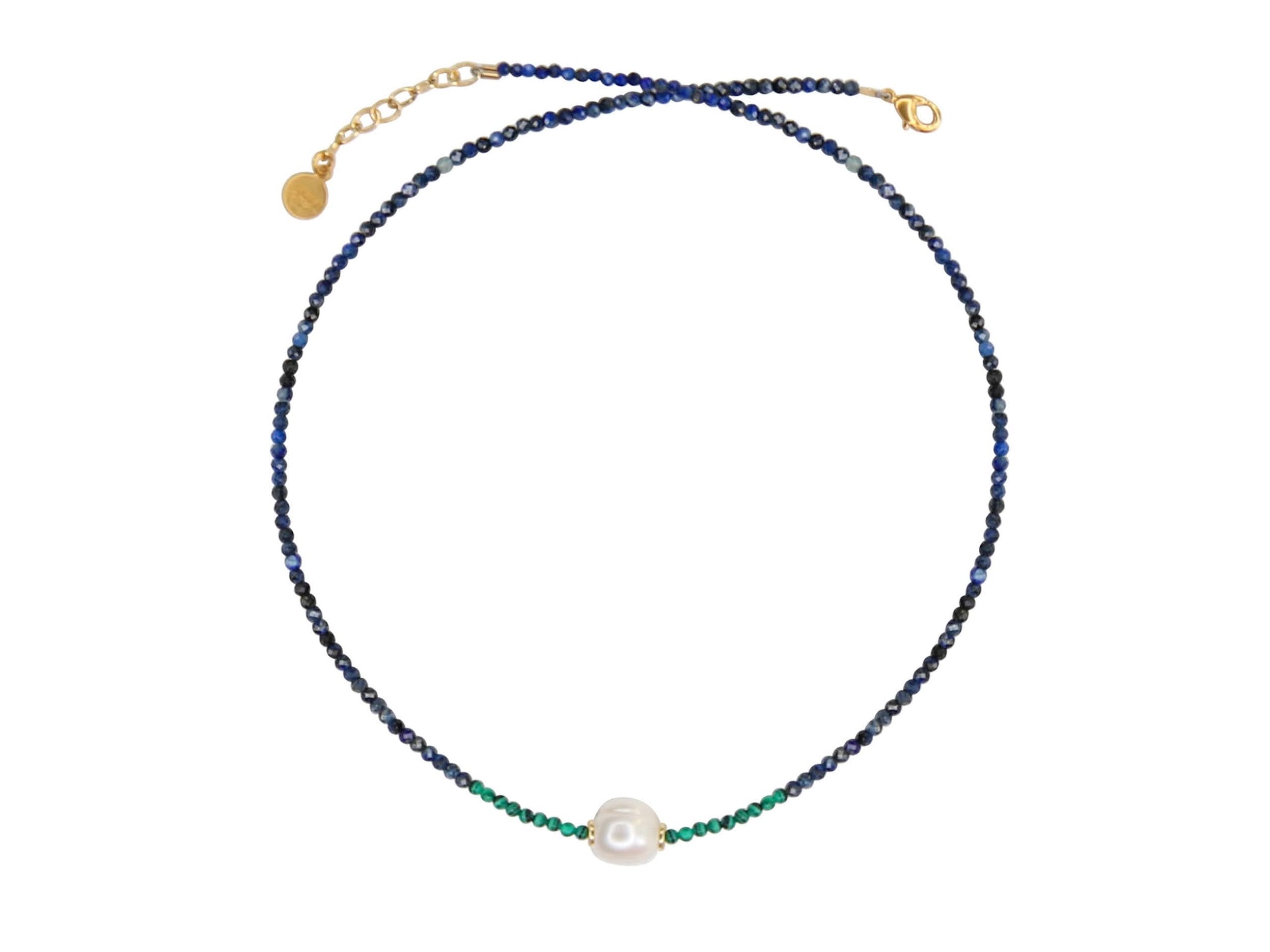 Malachite and Lapis Necklace with Pearl