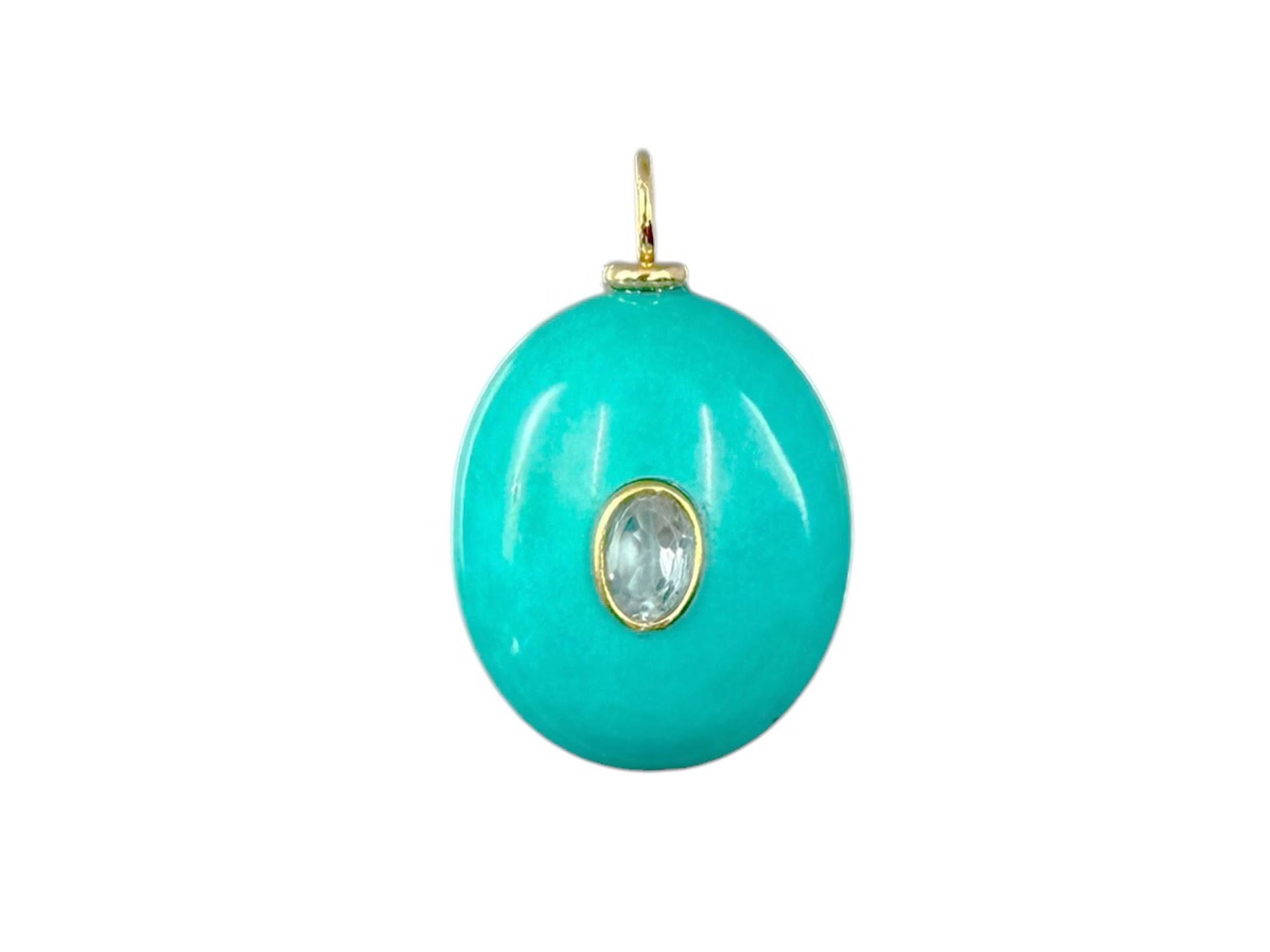 Natural Turquoise Charm with Trillion Cut Blue Topaz