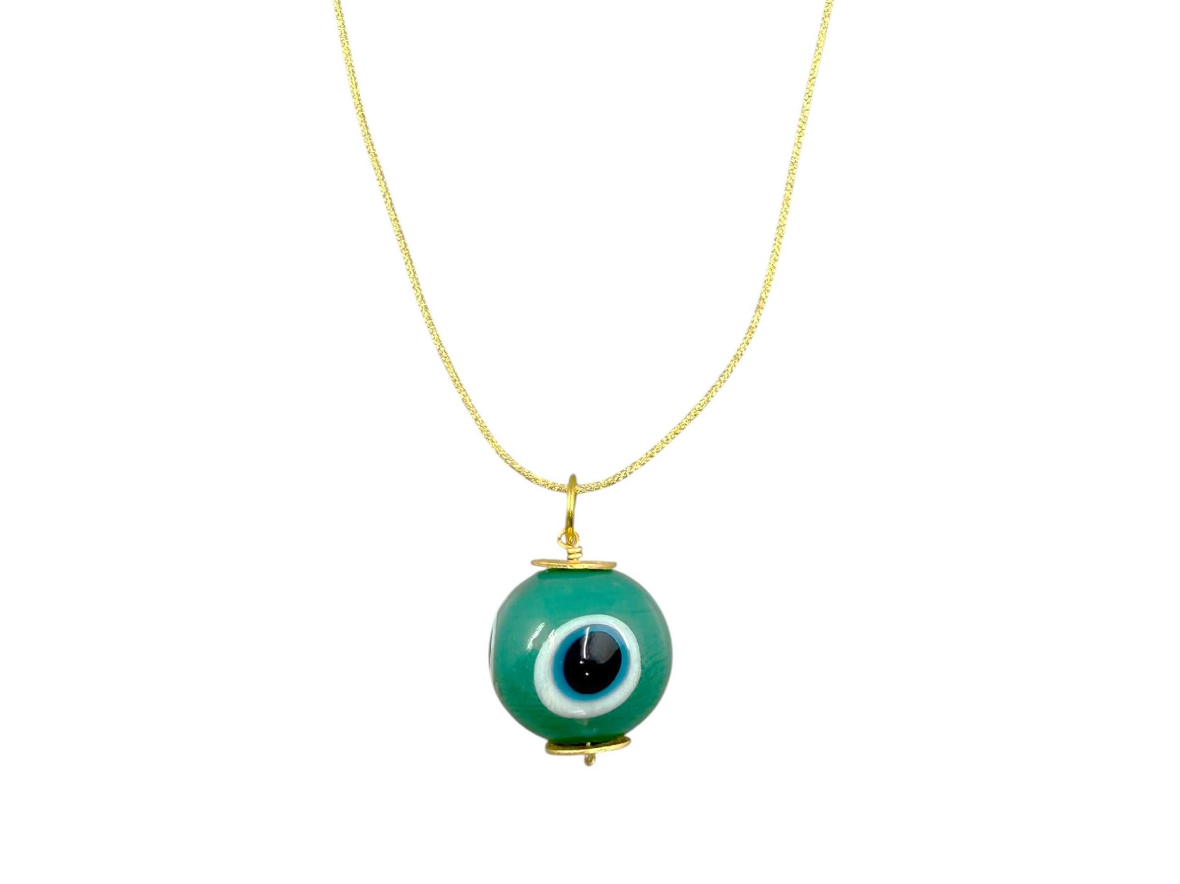 Green Evil Eye Charm Necklace