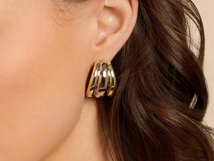 Tri-Hoop Half Hoop in Gold and Silver