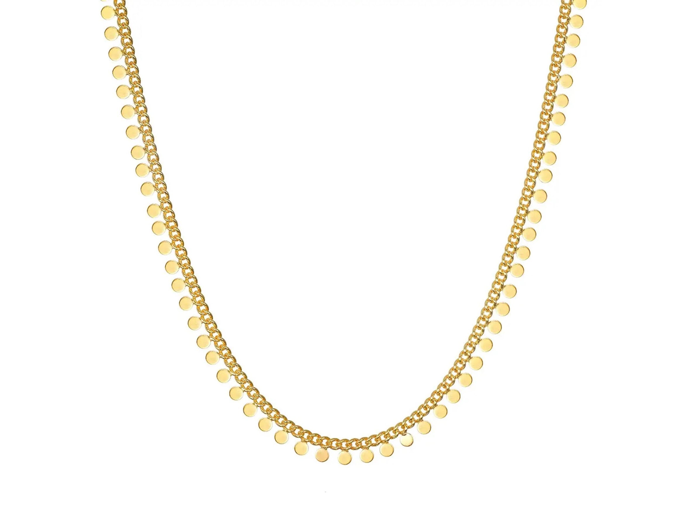 Gold Curb Chain with Tiny Coin Charms