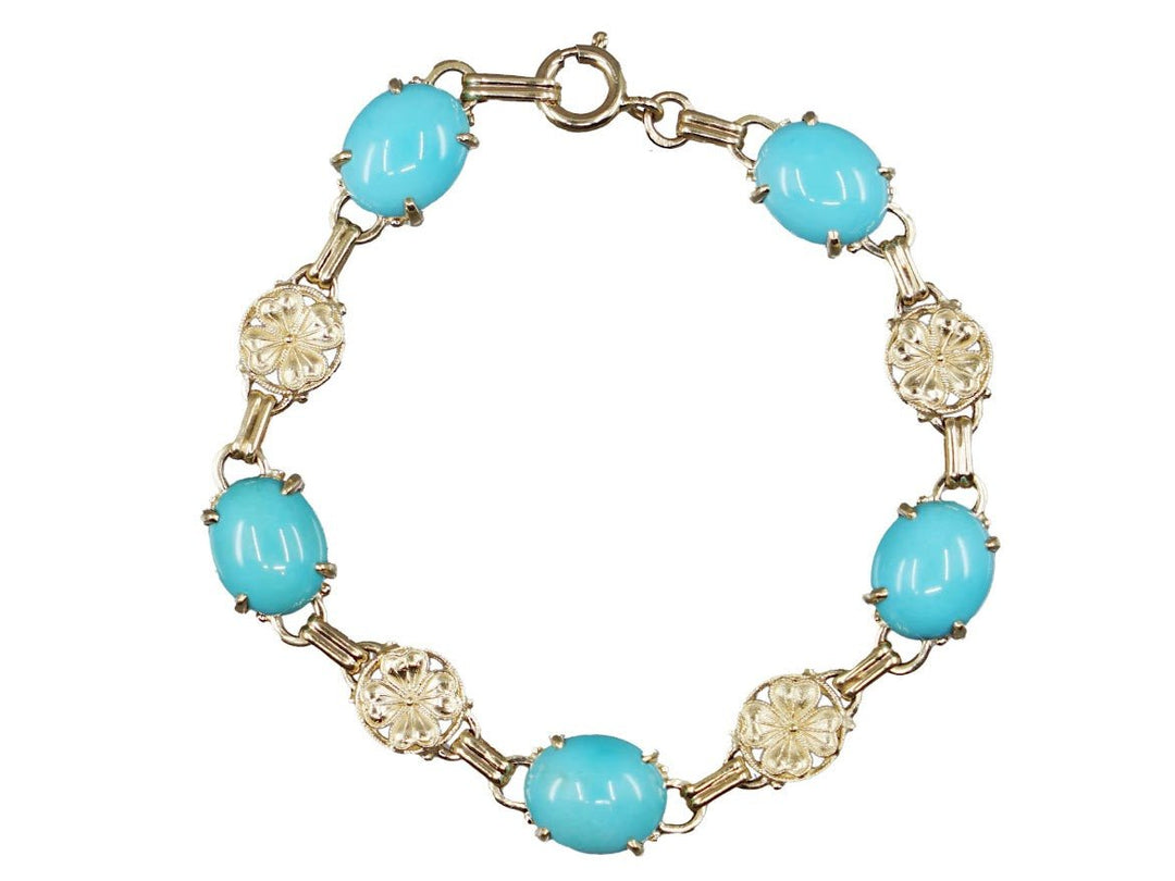 14k 1950s Sleeping Beauty Turquoise Bracelet