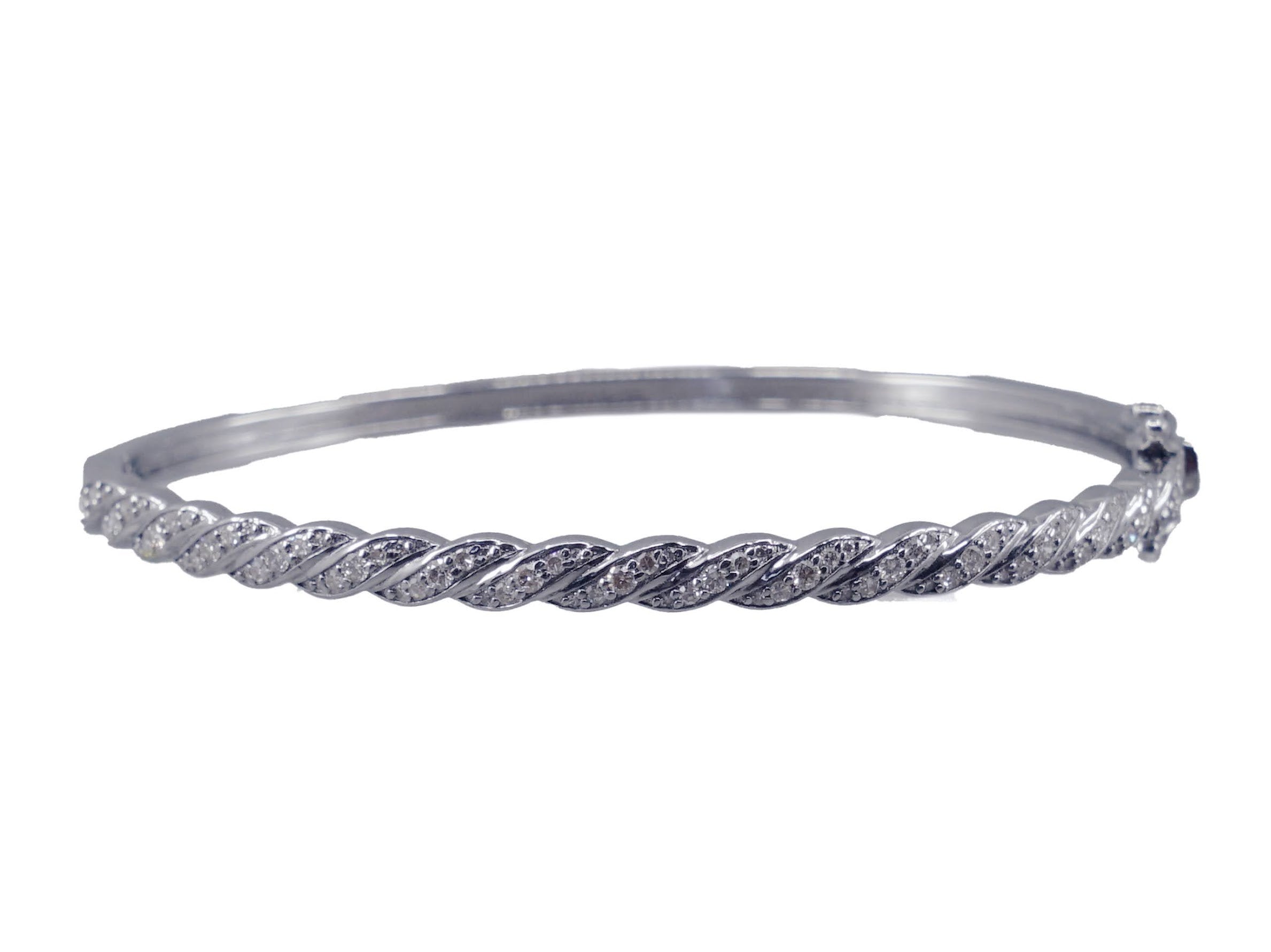 SS Twisted Bangle with Diamonds