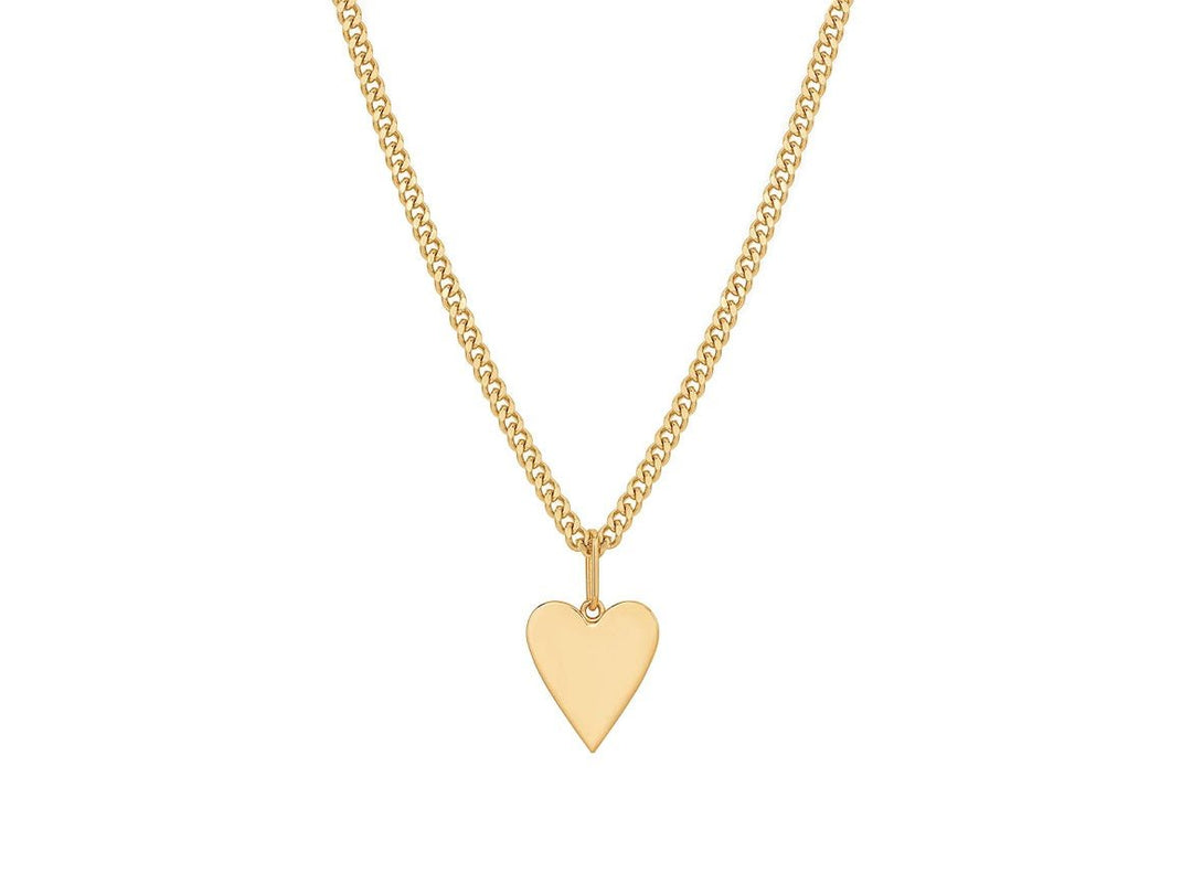 Gold Heart on Curb Chain Necklace