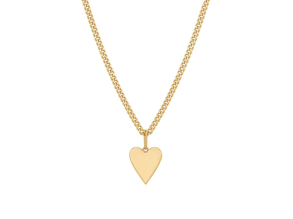 Gold Heart on Curb Chain Necklace