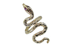 Load image into Gallery viewer, 14k 1950s Snake Ring with Red Ruby Eyes
