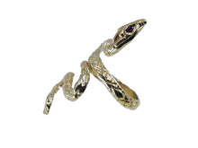 Load image into Gallery viewer, 14k 1950s Snake Ring with Red Ruby Eyes
