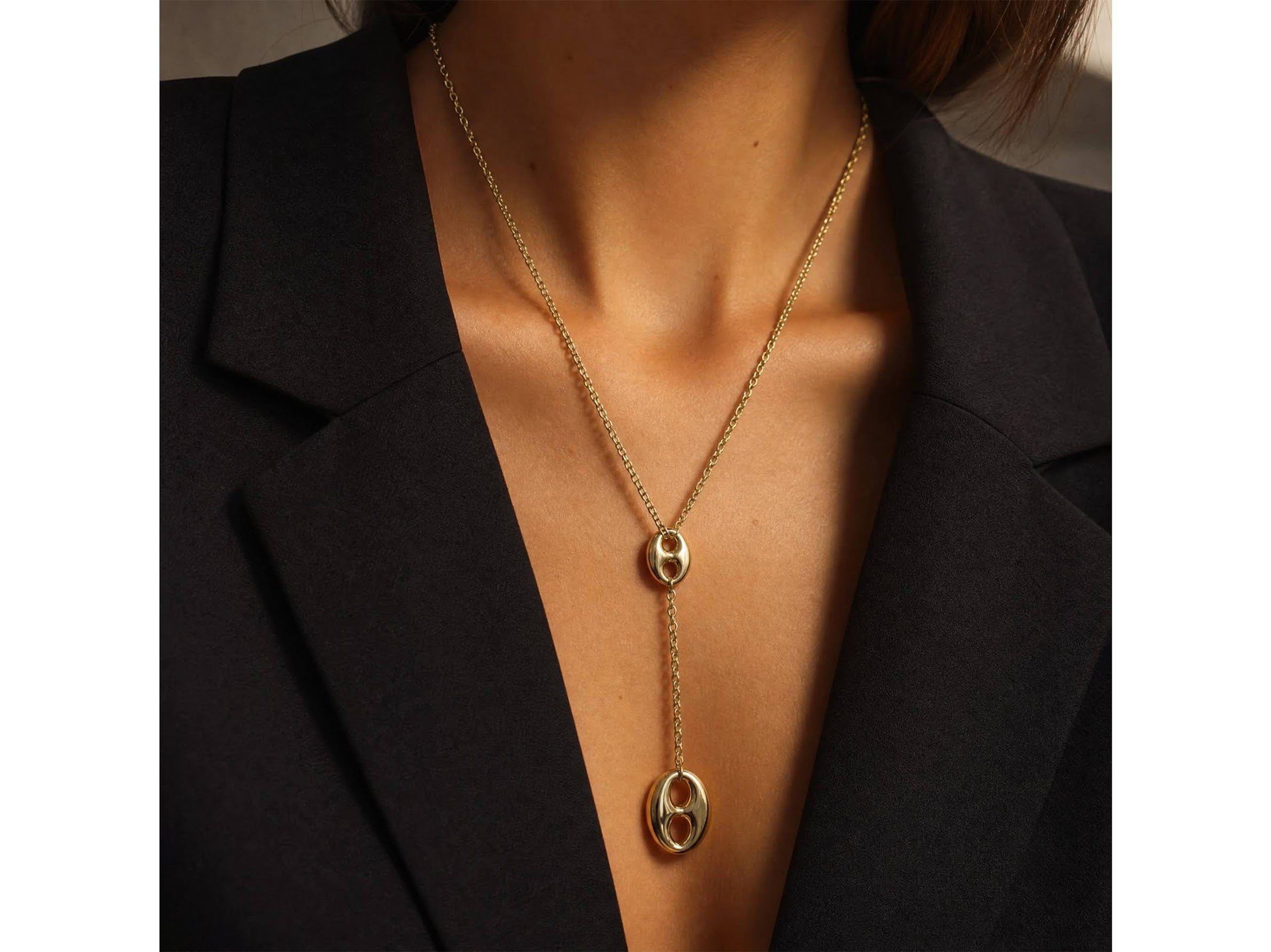 Chunky Mariner Drop Toggle Lariat Chain Necklace