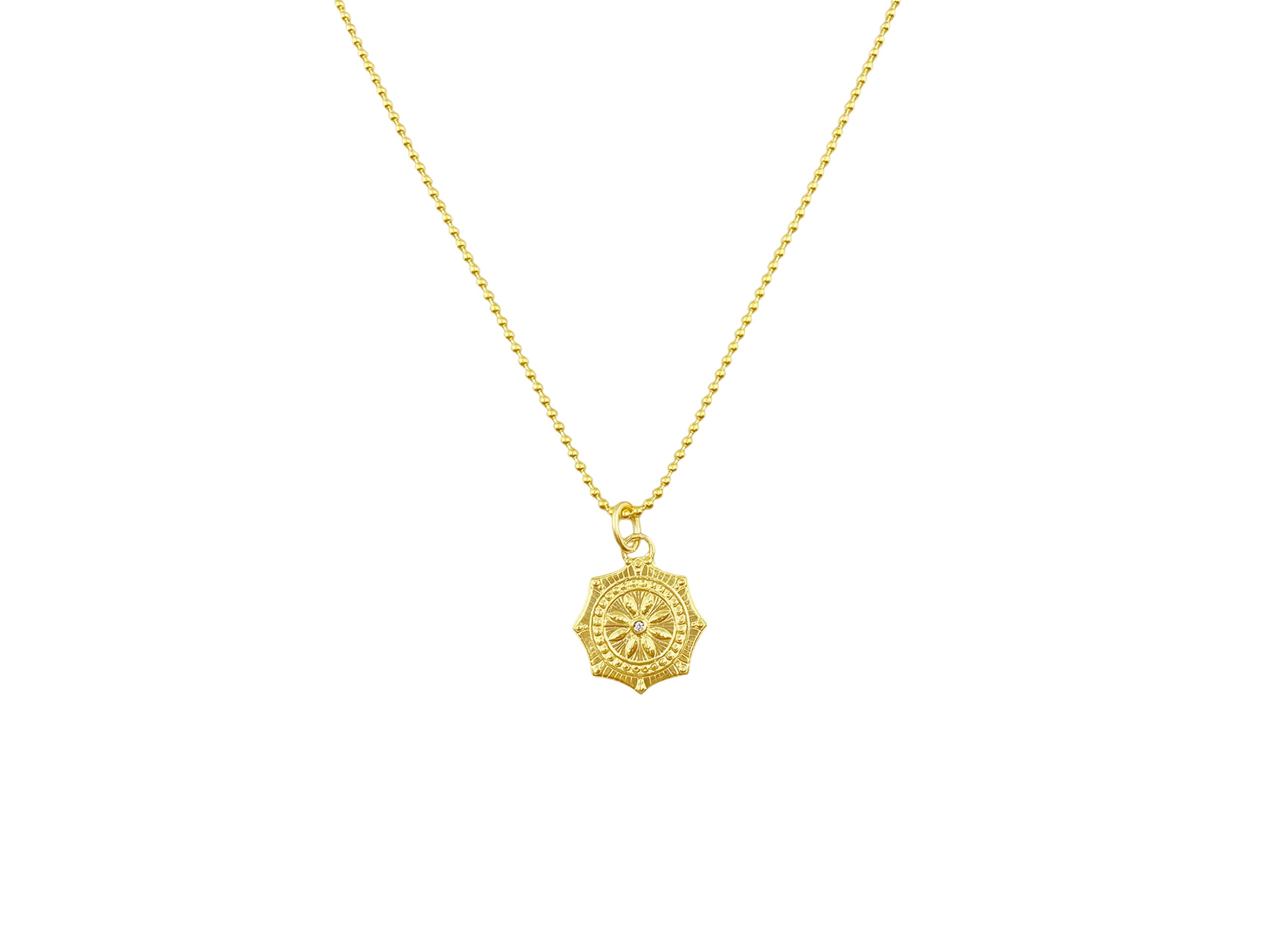 Yellow Bronze Mandala Necklace with Diamond
