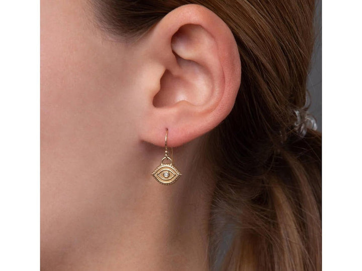 Evil Eye Drop Earrings with Diamonds