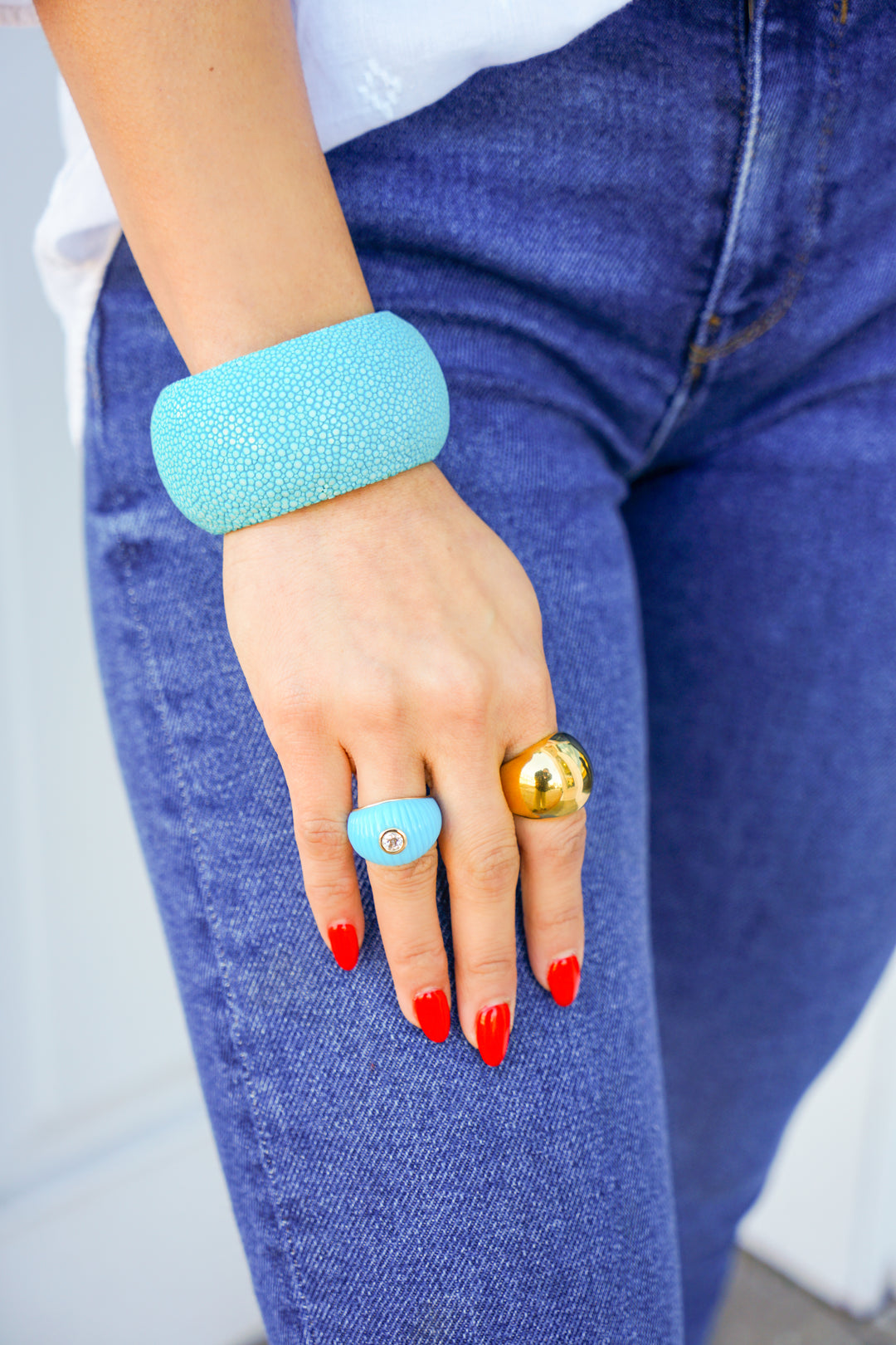 Turquoise Shagreen 40mm Dome Cuff