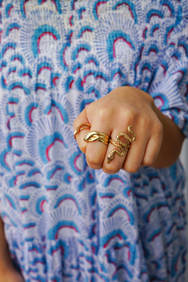 14k 1950s Snake Ring with Red Ruby Eyes