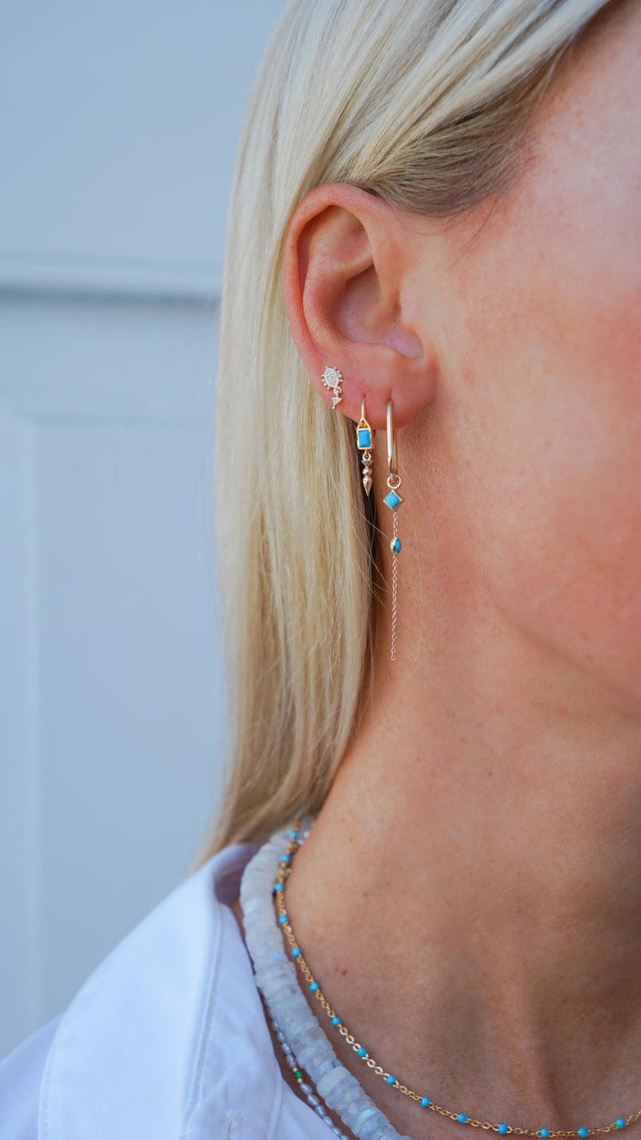 9k Hook Earring with Turquoise and Citrine