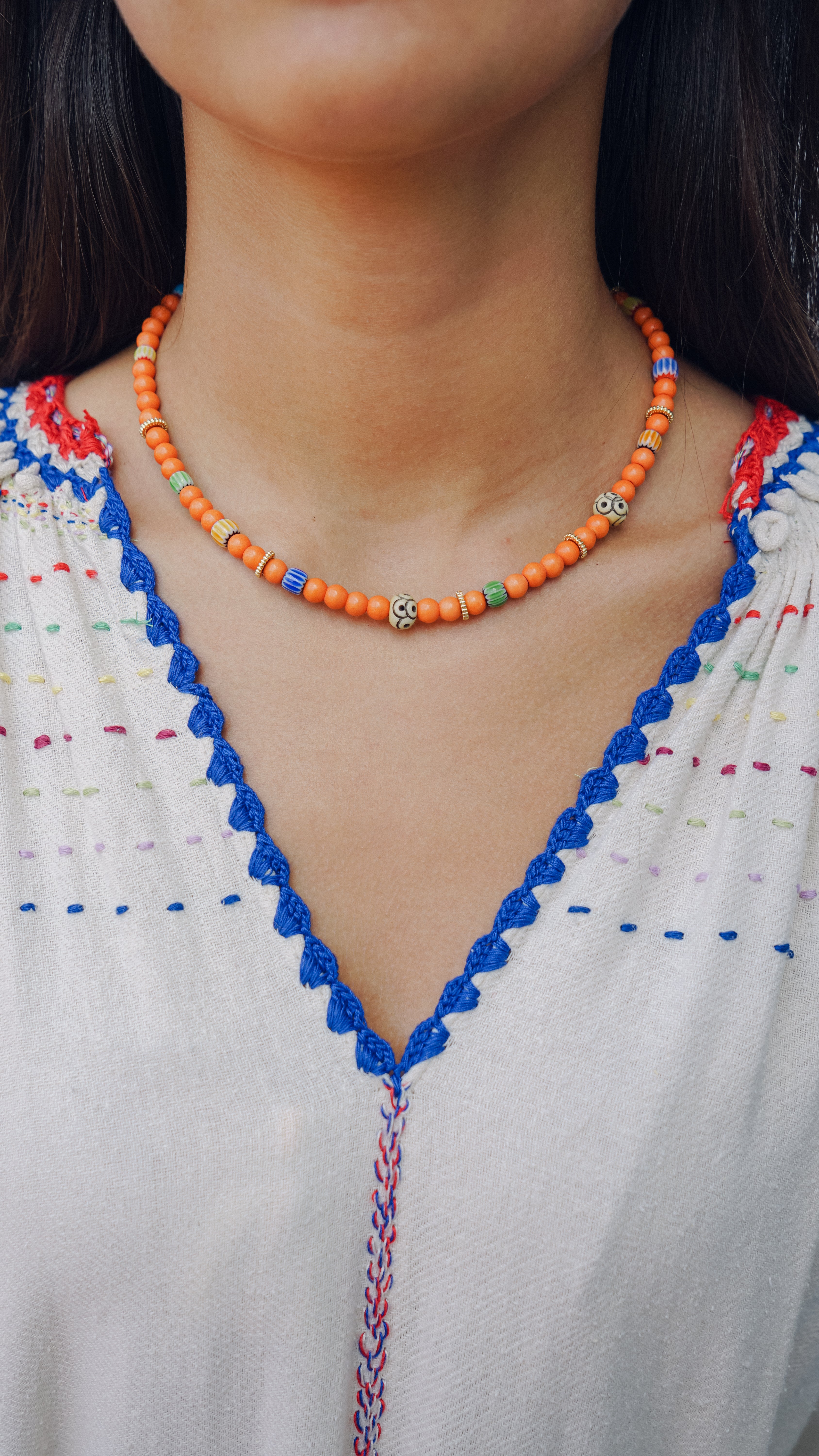 Orange Bead Necklace.