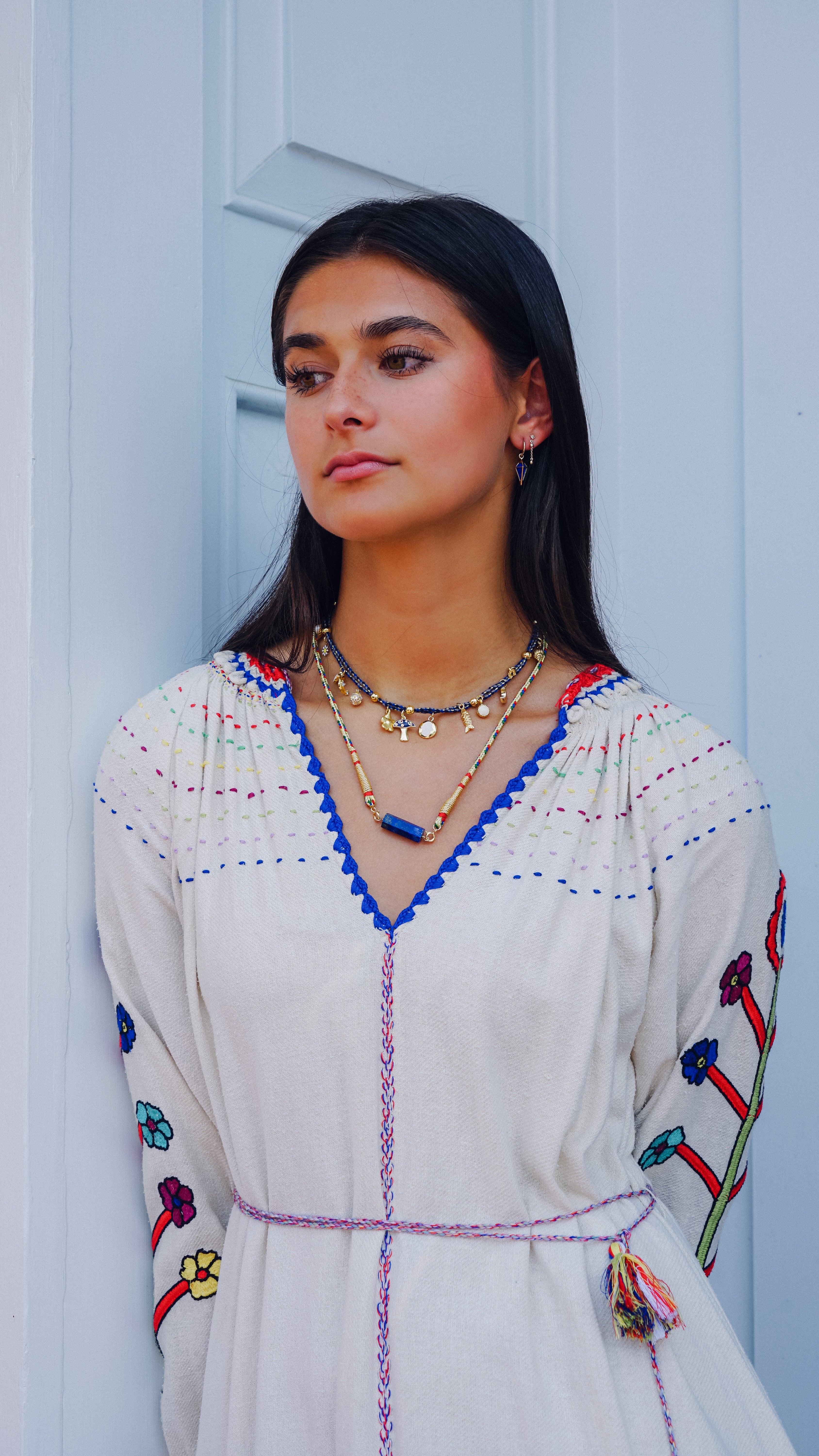Woven Necklace with Lapis Roller