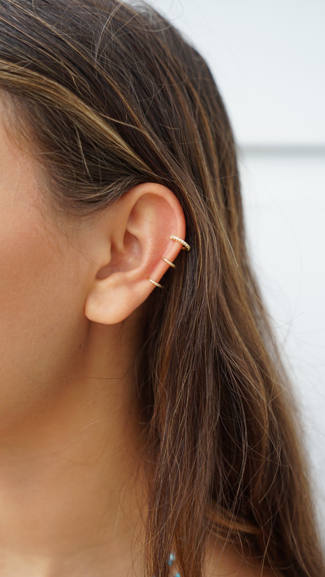 Three-Hoop Ear Cuff with CZs