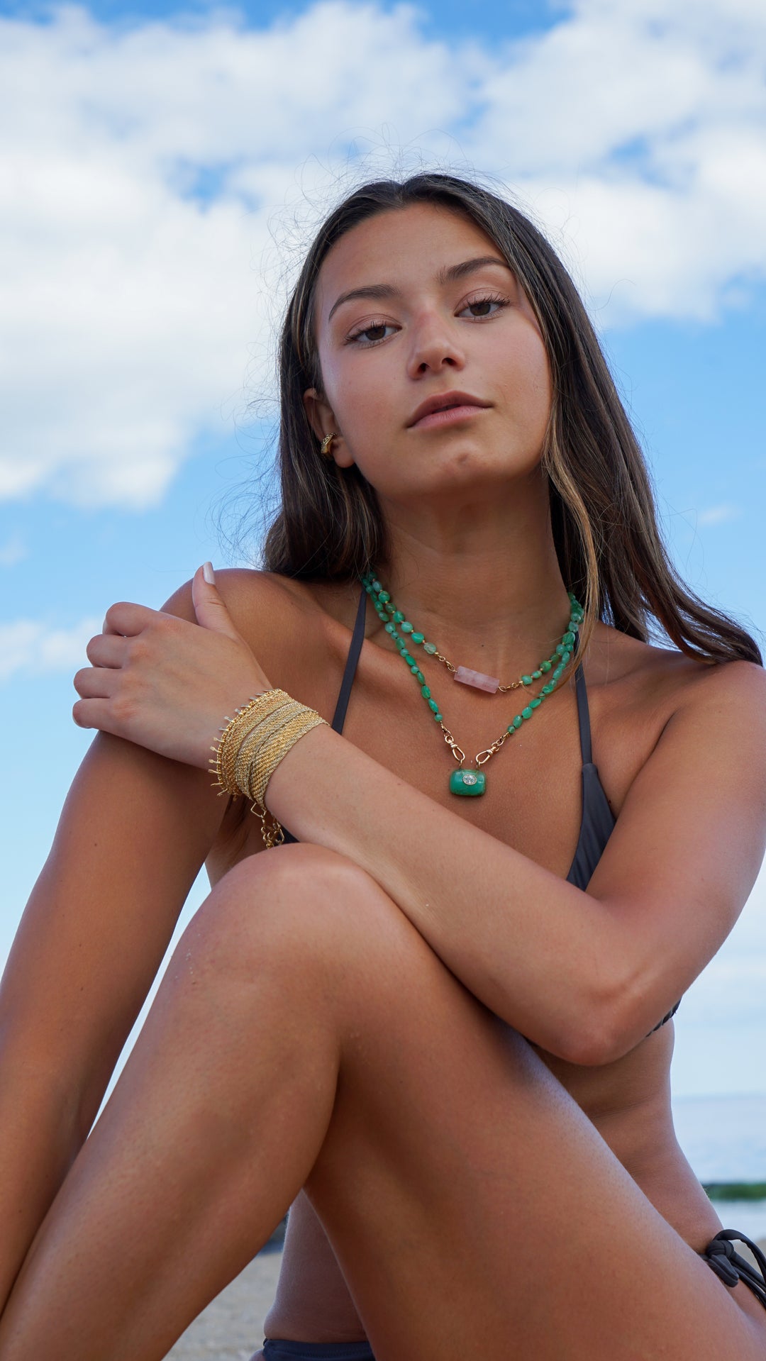 Gold Bi-Color Chain Bracelet with Drops