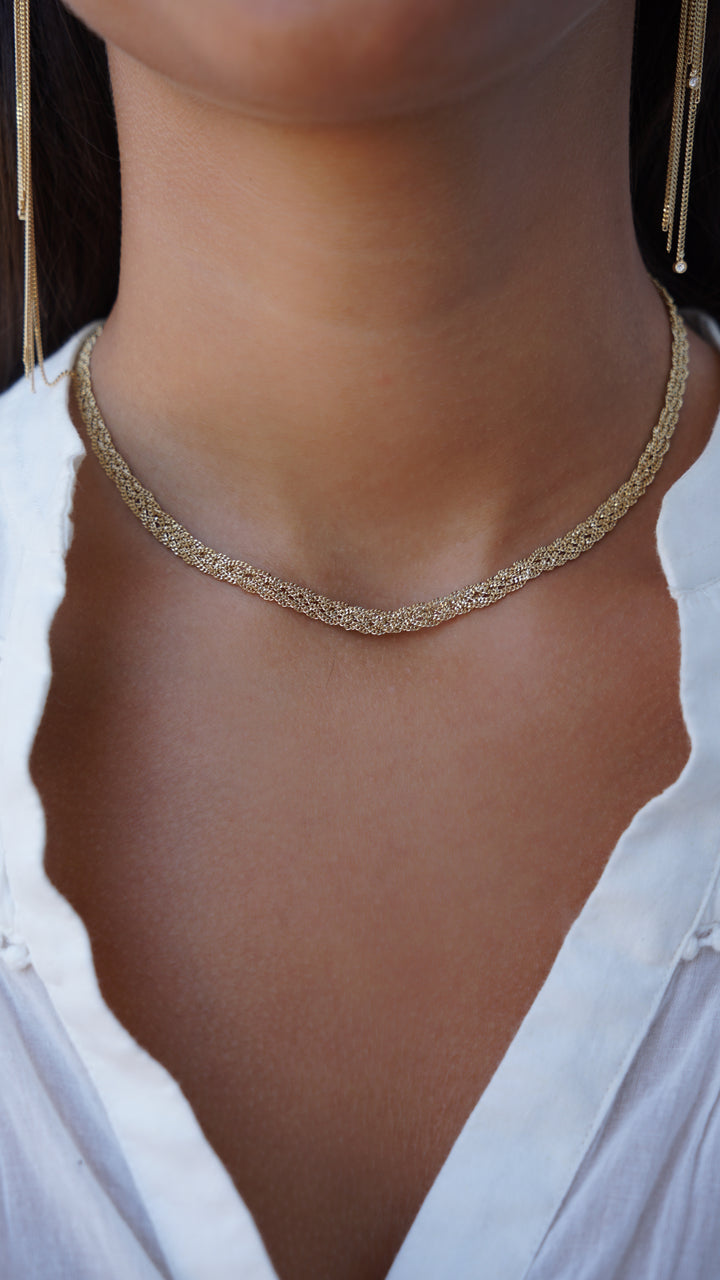 Gold Woven Chain Necklace