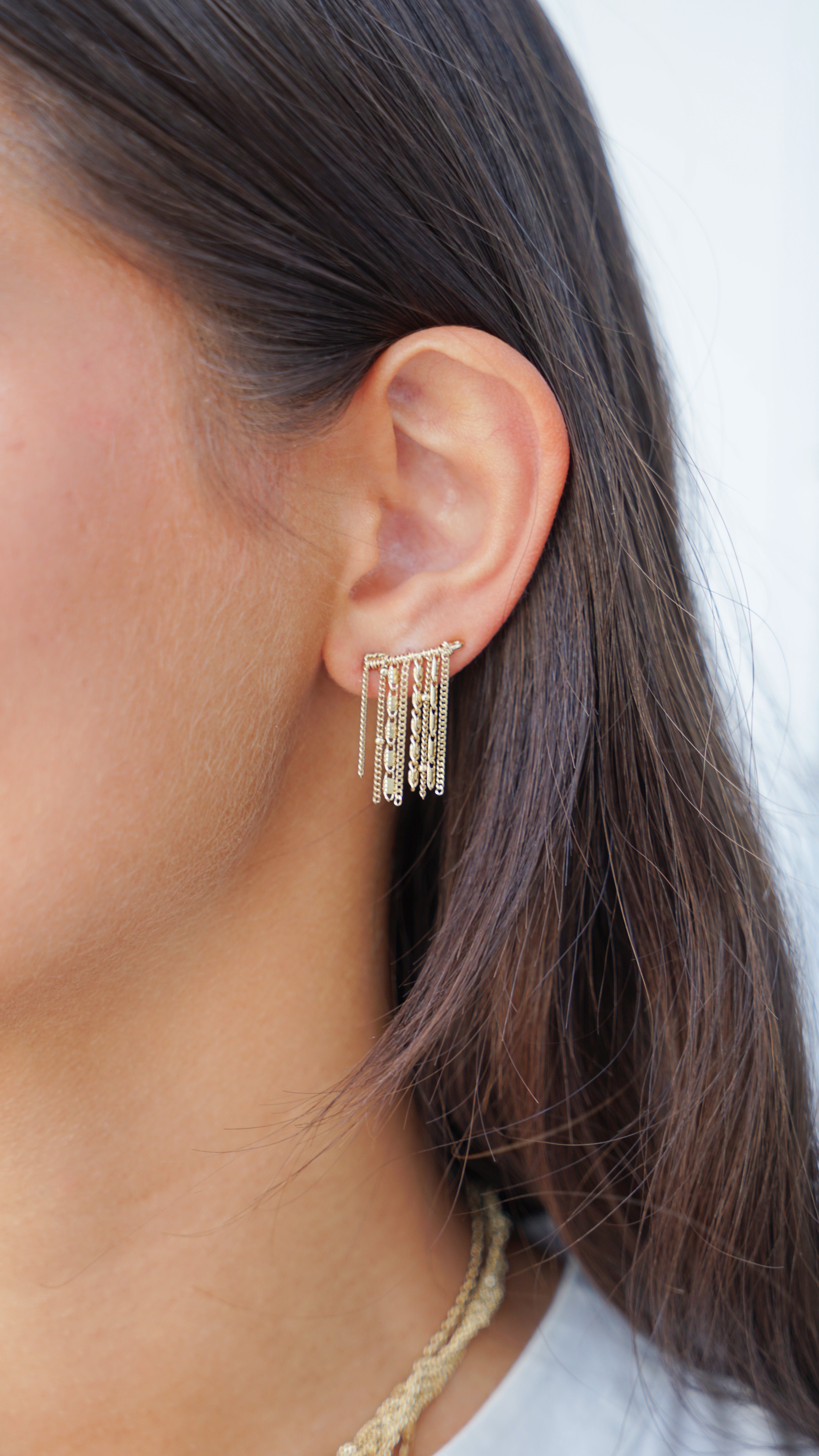 Multi Chain Elongated Earrings