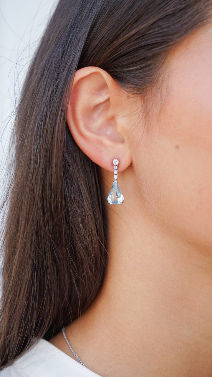 Platinum and Aqua Earrings with Diamonds