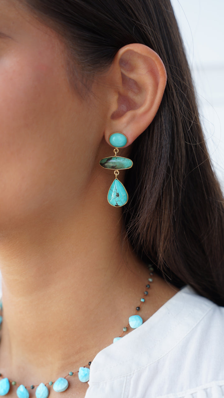 Triple Turquoise Earrings