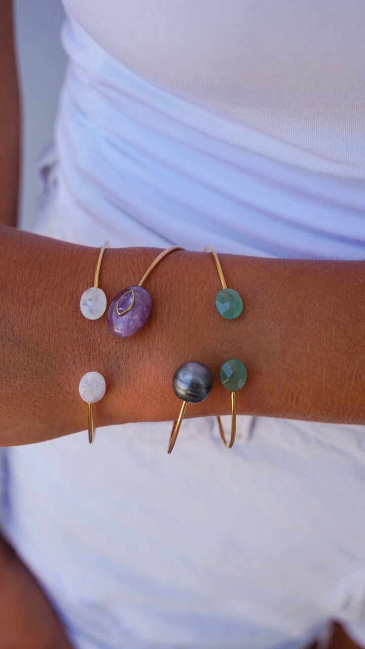 Gold Cuff with White Labradorite