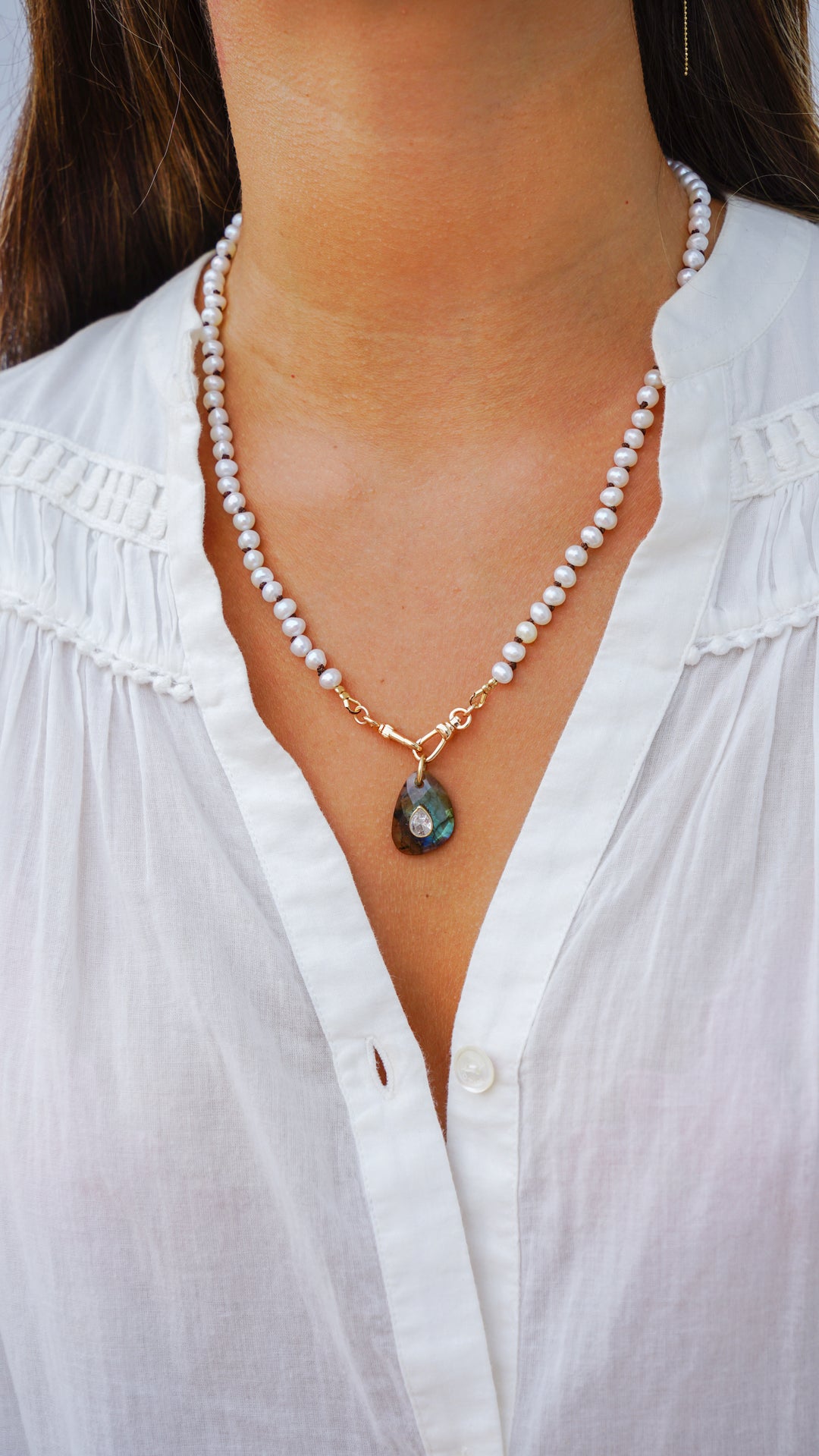 Freshwater Pearl Necklace with Double Clasp