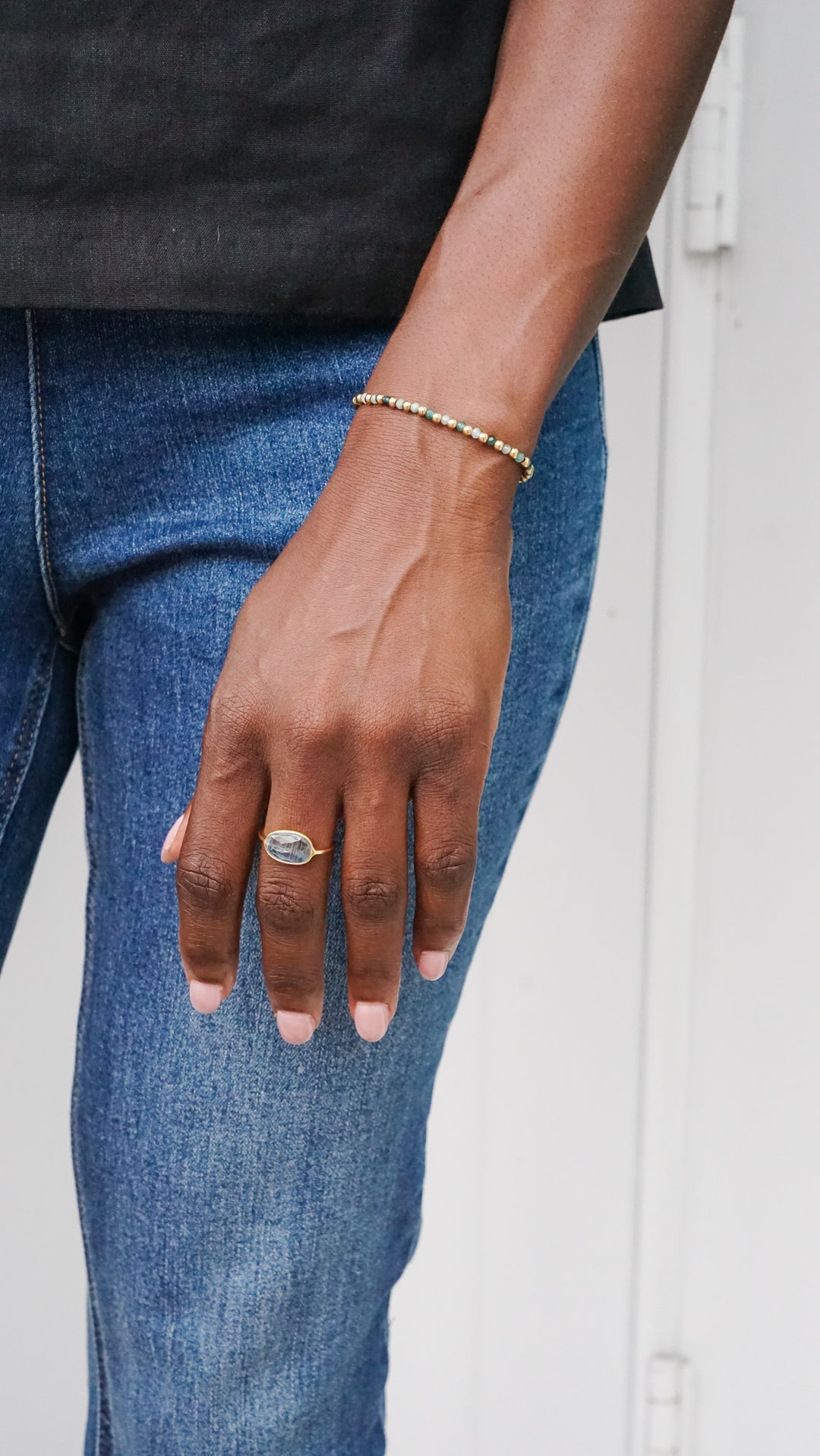 Oval Faceted Blue Kyanite Ring