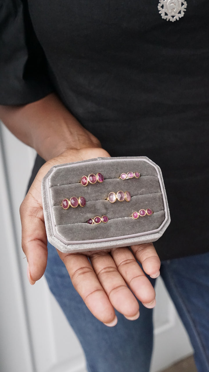 Pink Tourmaline 3-Stone Ring