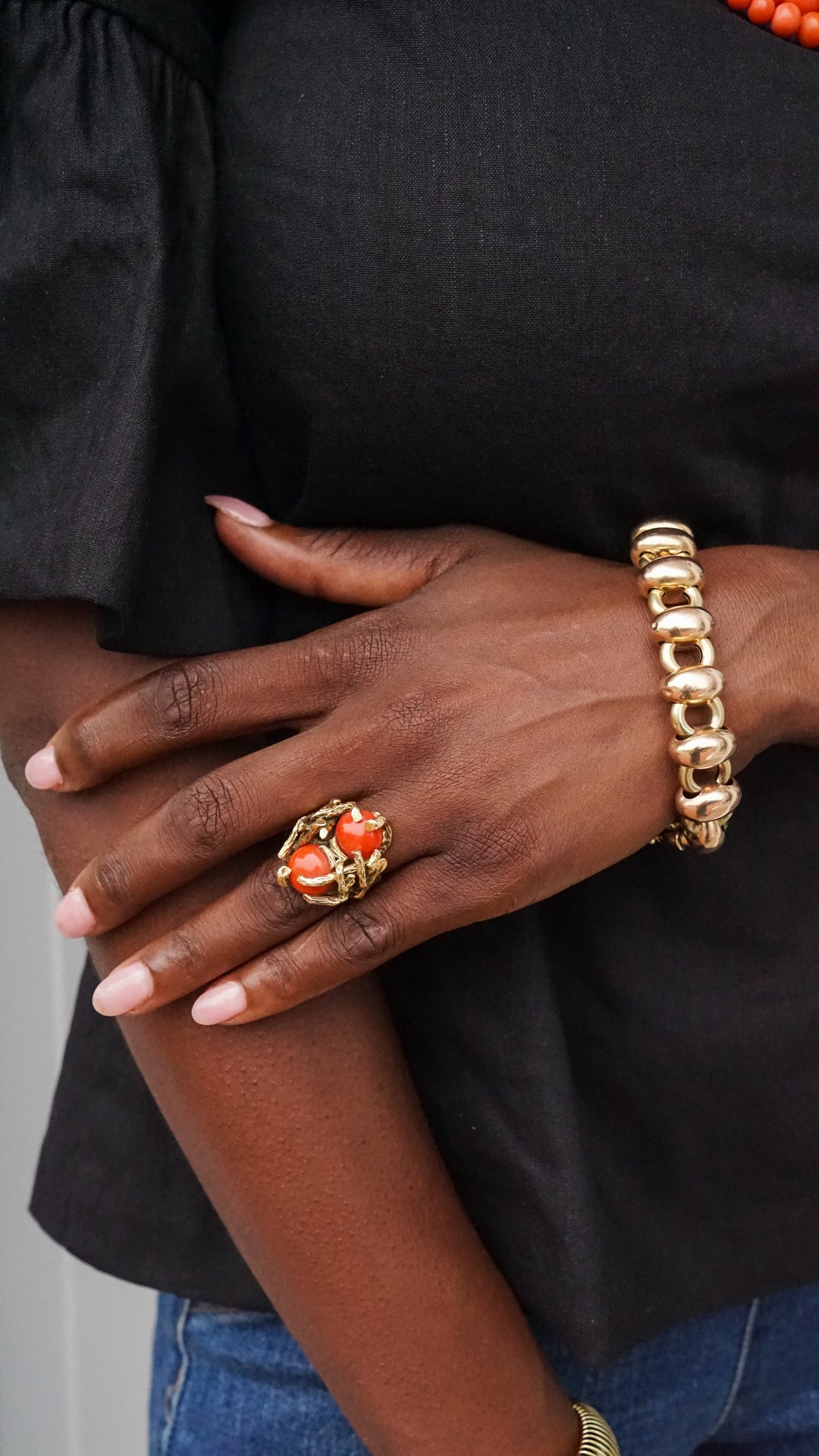 14k 1970s Natural Coral Ring