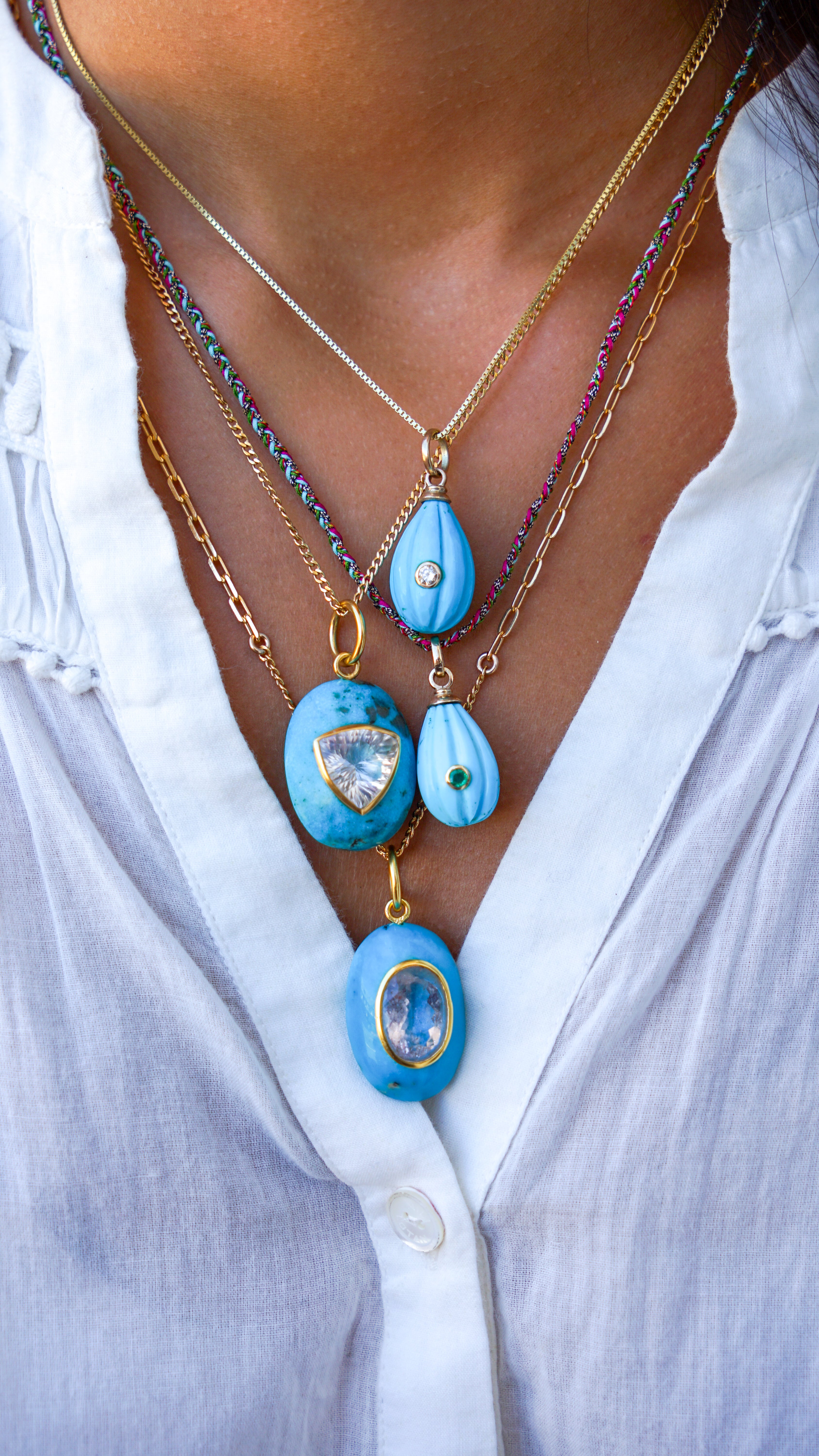 Turquoise with Morganite Pendant Necklace