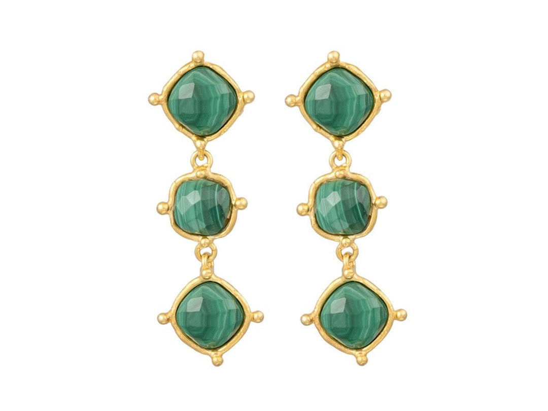 Malachite Triple Drop Earrings