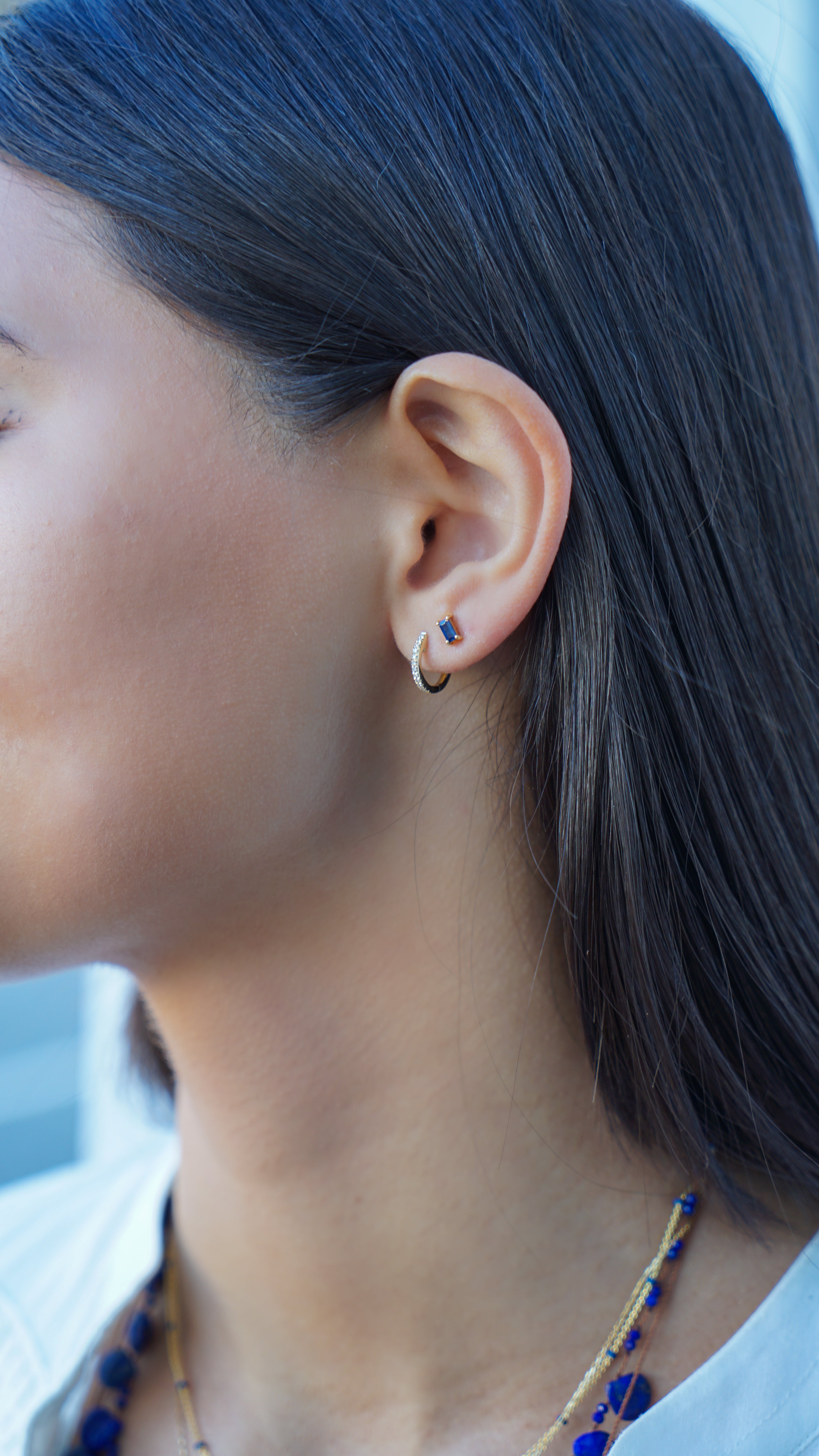 14k Diamond Huggie Earrings