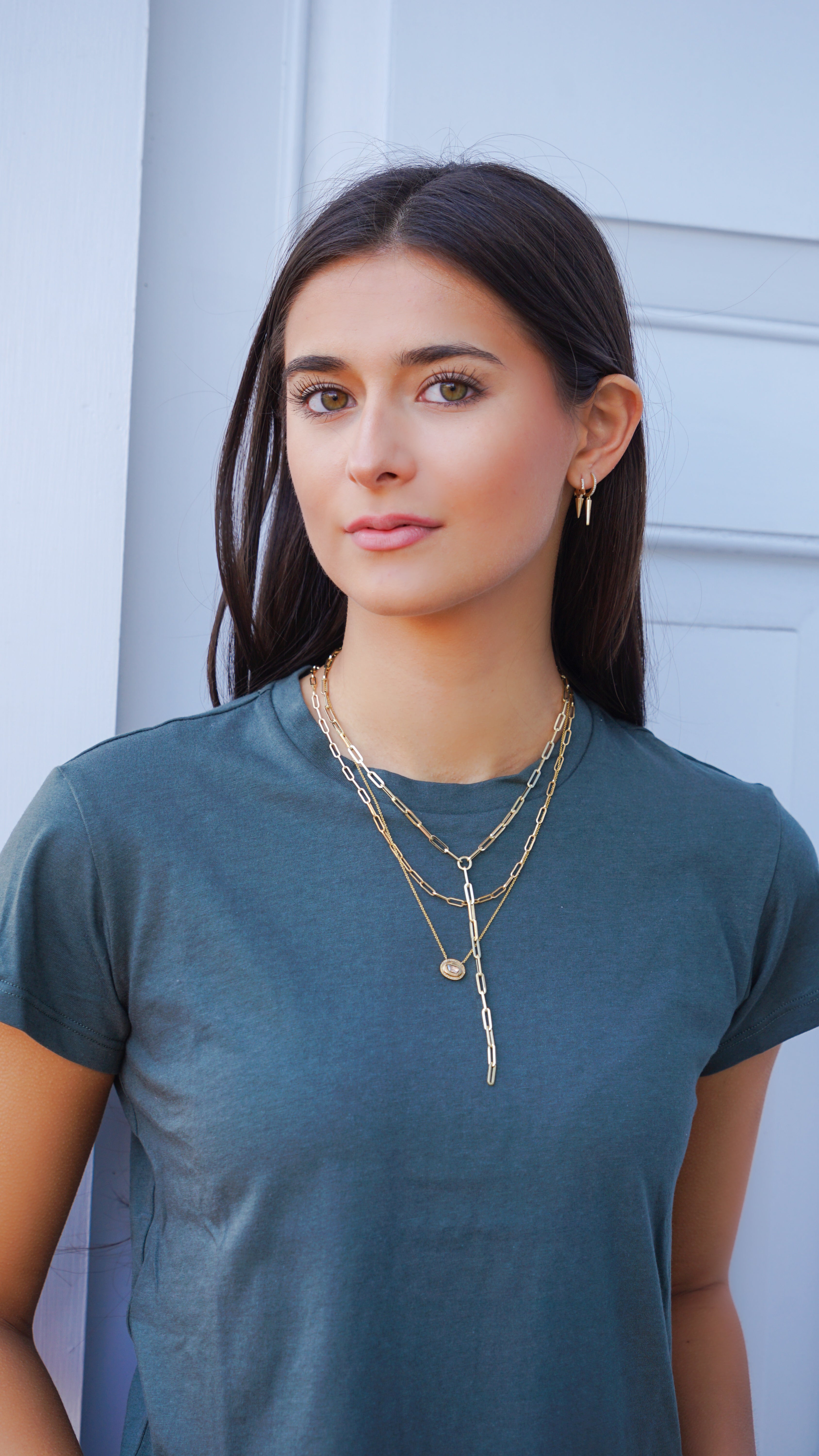 14k Paperclip Chain Lariat Necklace