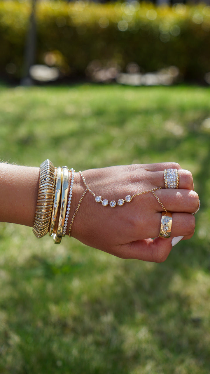 14k Diamond Rounds Hand Bracelet