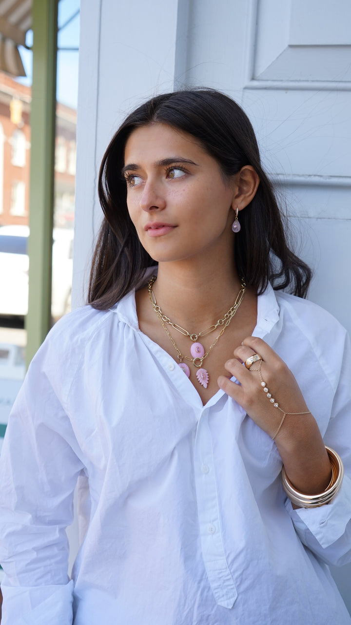 Pink Opal Charm with Oval Pink Tourmaline